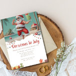 Fun Christmas in July beach Santa Claus Invitation<br><div class="desc">Fun Christmas in July beach tropical  with watercolor illustrated protrait of santa enjoying drinks,  palm tree leaves,  palm tree,  gifts. Celebrate summer , pool party and BBq.</div>