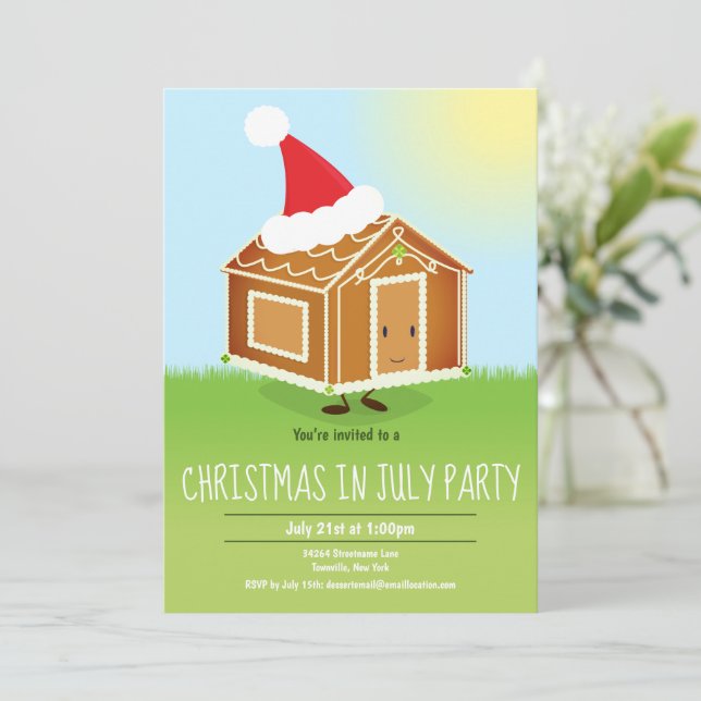 Fun Christmas in July Party Invitation (Standing Front)