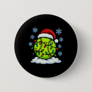 Fun Christmas Lights Wrapped On Cute Softll Sports 2 Inch Round Button