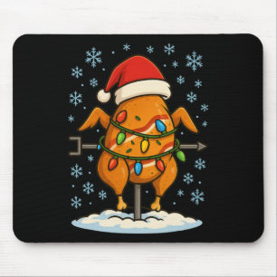 Fun Christmas Lights Wrapped Rotisserie Chicken Fo Mouse Pad