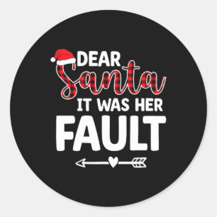 Fun Christmas Matching Couples His Hers Pyjamas  Classic Round Sticker