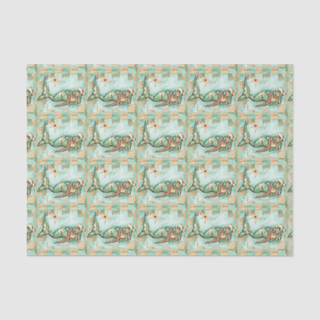 Fun Christmas Mermaid Santa Beachy Blue Aqua Tissue Paper (Front)
