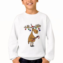 Fun Christmas Moose with Candy Cane and Ornaments