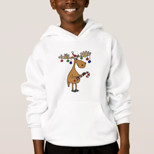 Fun Christmas Moose with Candy Cane and Ornaments