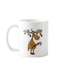 Fun Christmas Moose with Candy Cane and Ornaments