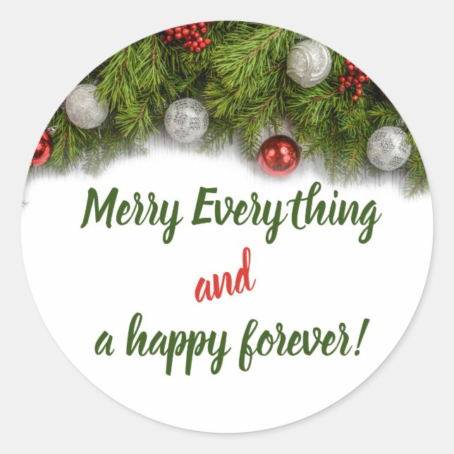 Fun Christmas & New Year Positive Quote Ornaments Classic Round Sticker (Front)