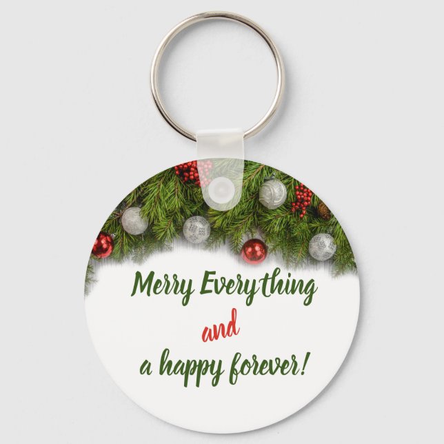 Fun Christmas & New Year Positive Quote Ornaments Keychain (Front)
