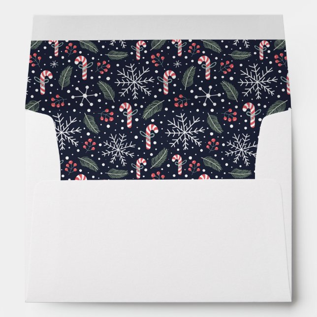 Fun Christmas Pattern Snowflakes Candy Canes Envelope (Back (Bottom))