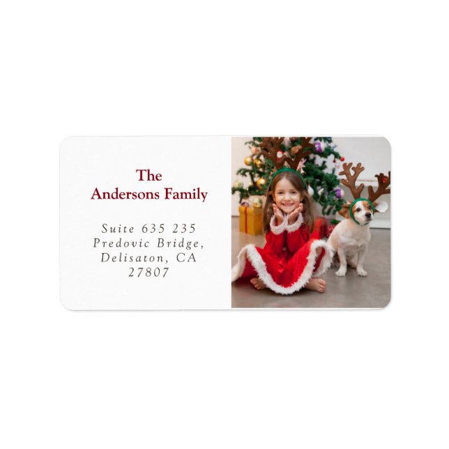 Fun Christmas Photo Modern Minimal Return Address  Label (Front)