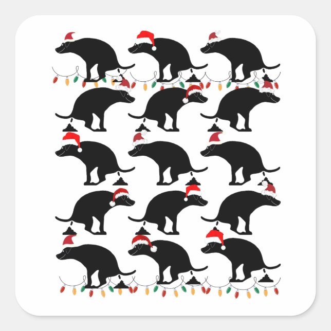 Fun Christmas Pooping Dogs Gag  Square Sticker (Front)