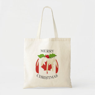 Fun   Christmas Pudding with   CANADIAN FLAG Tote Bag