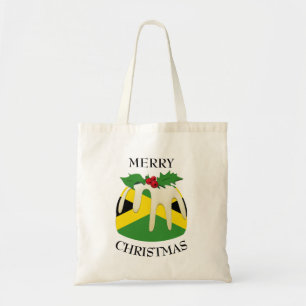 Fun   Christmas Pudding with   JAMAICAN FLAG Tote Bag