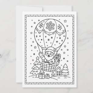 Fun Christmas Santa Colouring Flat Note Card