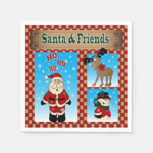 Fun Christmas Santa & Friends Napkin