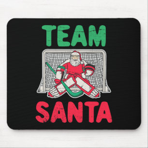 Fun Christmas Santa Ice Hockey Goaltender Goalie 2 Mouse Pad