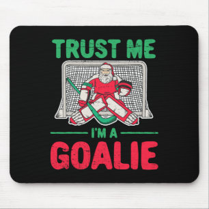 Fun Christmas Santa Ice Hockey Goaltender Goalie  Mouse Pad