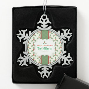 FUN! Christmas Snowflake - Personalized -Add Name Snowflake Pewter Christmas Ornament