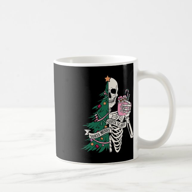 Fun Christmas Sorta Merry Sorta Scary Skeleton Xma Coffee Mug (Right)