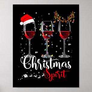Fun Christmas Spirits Gles Of Wine Xmas Holidays P Poster
