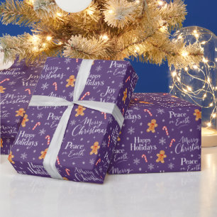 Fun Christmas Text with Cute Graphics Wrapping Paper
