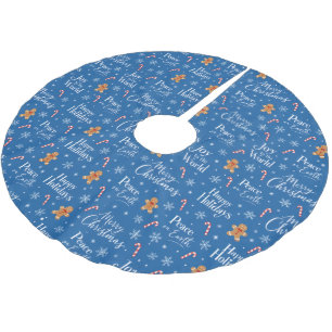 Fun Christmas Titles with Gingerbread Men Brushed Polyester Tree Skirt