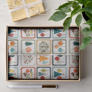 Fun Christmas Tree Pattern Grid Art Tissue Paper