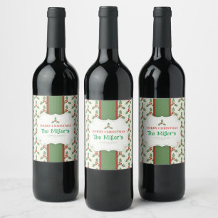 FUN! Christmas Wine Labels- Personalized -Add Name Label