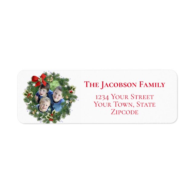 Fun Christmas Wreath Photo Frame Adresse de retour (Devant)
