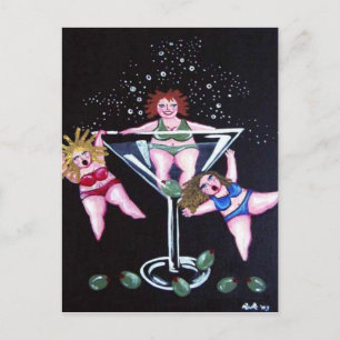 Fun Chubby Martini Divas Post Cards