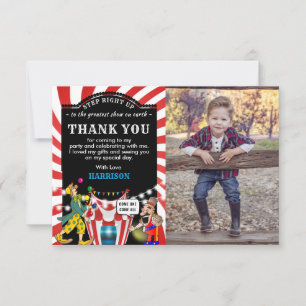 Fun Circus Carvinal Kids  Birthday Thank You Card