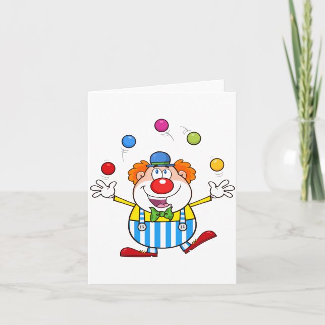 Fun Circus Clown Juggling Balls Card (Front)