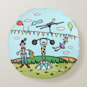 Fun Circus Themed Round Pillow