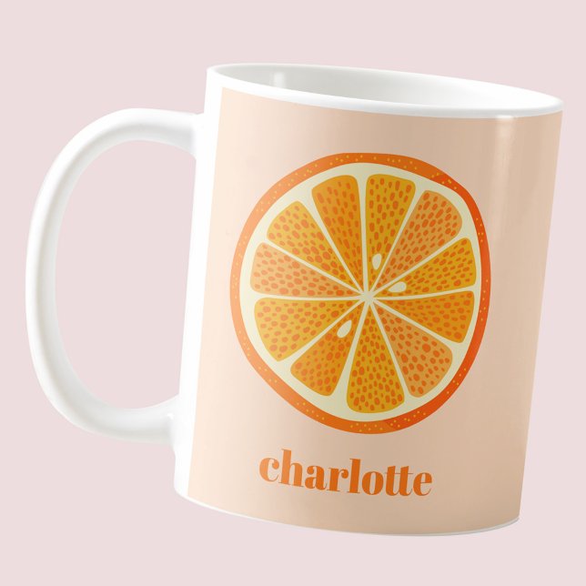Fun Citrus Orange Slice Personalized Coffee Mug (Fun citrus orange slice personalized name mug)