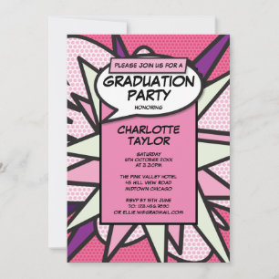 Fun Class of 2022 Graduation Party Girly Pink Invitation