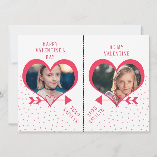 Fun Class Valentine's Day Party Heart Photo Cards (Front)