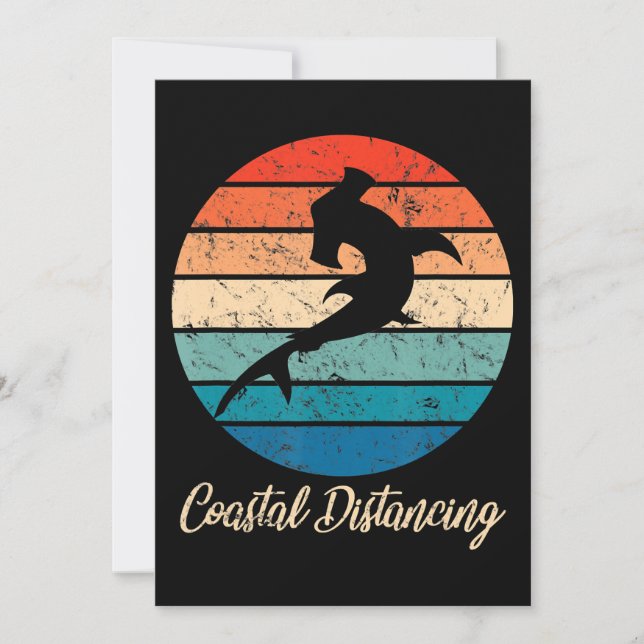 Fun Classic Hammerhead Shark with Cool Retro Colou Save The Date (Front)