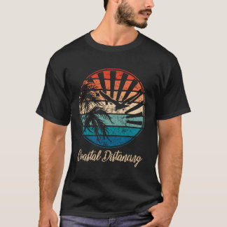 Fun Classic Reto Beach Sunset With Seagull And Pal T-Shirt