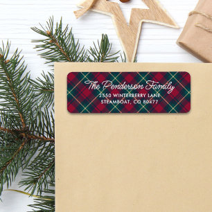 Fun Classic Tartan Plaid Script Return Address