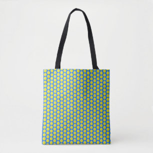 Fun Classic Yellow Pickleball Pattern on Blue  Tote Bag