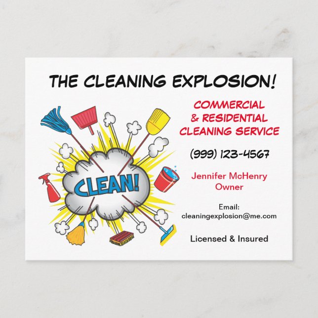 Fun Cleaning Service Postcards (Front)