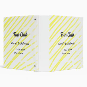 Fun Club bachelorette party yellow lines backgroun Binder