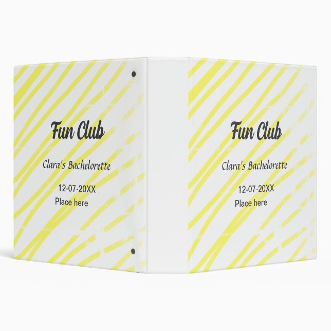 Fun Club bachelorette party yellow lines backgroun Binder (Background)
