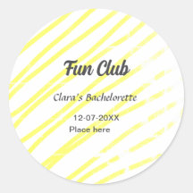 Fun Club bachelorette party yellow lines backgroun