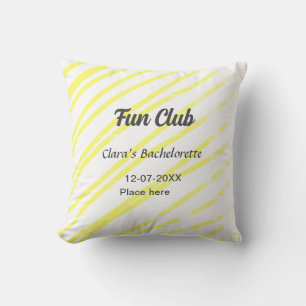 Fun Club bachelorette party yellow lines backgroun Throw Pillow