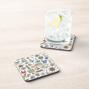 Fun Coastal Beach Illustrations  Coaster