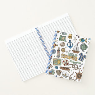 Fun Coastal Beach Illustrations Notebook
