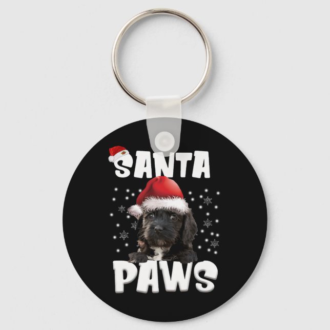Fun Cockapoo Christmas Lights Tree Dog Lover Xmas  Keychain (Front)
