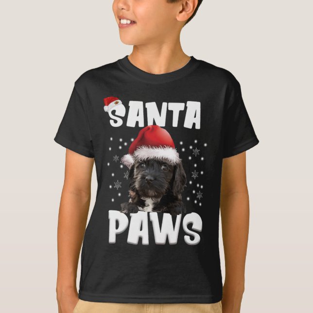 Fun Cockapoo Christmas Lights Tree Dog Lover Xmas  T-Shirt (Front)