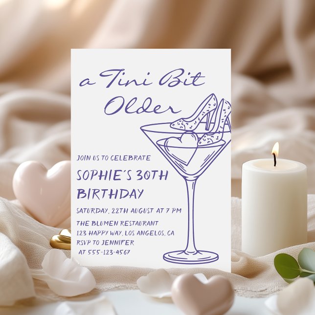 Fun Cocktail A Tini Bit Older 30th Birthday Invitation (Creator Uploaded)