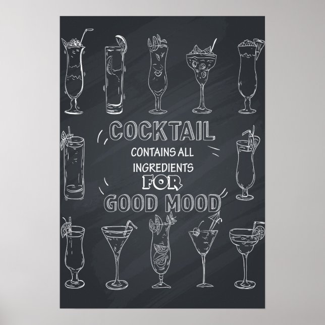 Fun Cocktail  Chalkboard Party poster (Front)